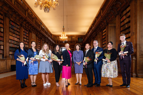 Queen Silvia with the Queen Silvia Nursing awardees 2024.